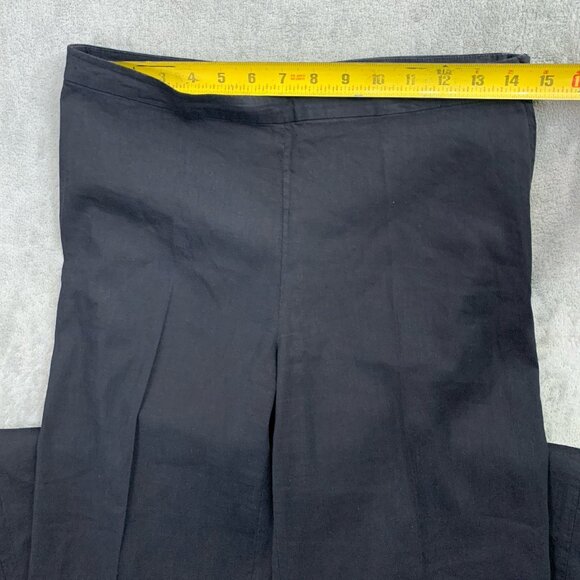 Eileen Fisher Pants Women 8 Black Linen Blend Pull On Side Zipper Trouser Casual - Picture 7 of 15
